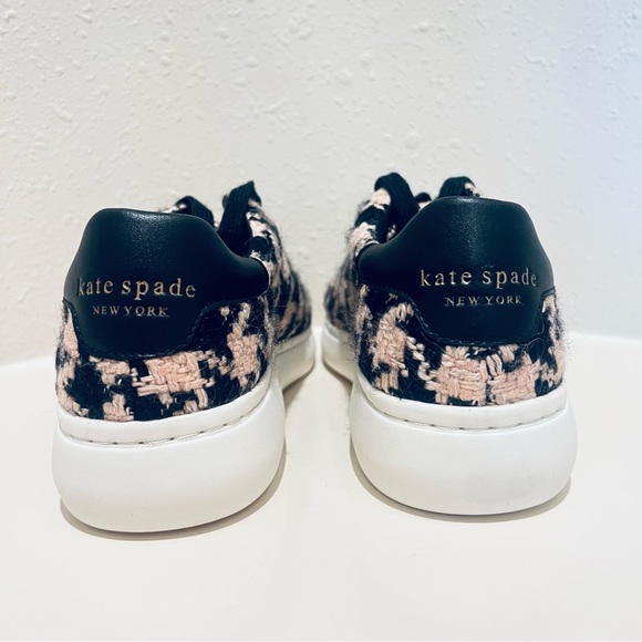 Kate Spade Women’s Lift Tweed Houndstooth Black Rose Sneakers Size 8.5 NEW - Picture 8 of 13